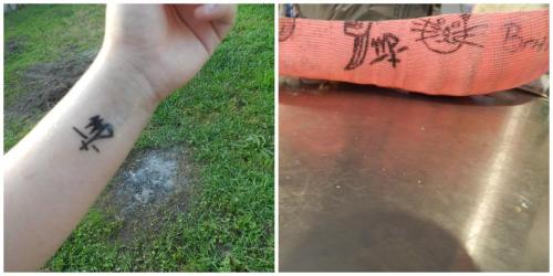 tattooedmafia:  The pic on the left is my  tattoo, and the pic on the right is my cast from when i was twelve. I broke my arm and the only person to come and help was my brother. He was the first and last person to draw and sign my cast. So i took his