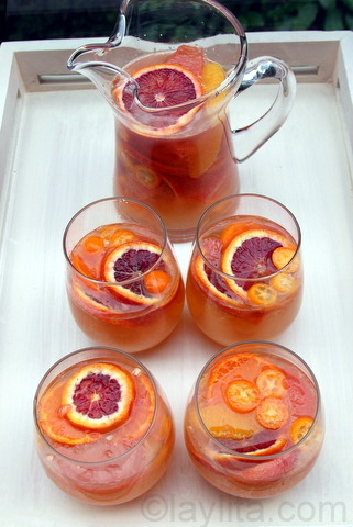 Citrus Moscato Sangria 1 grapefruit, peeled and cut into supreme style segments 2 oranges, peeled an