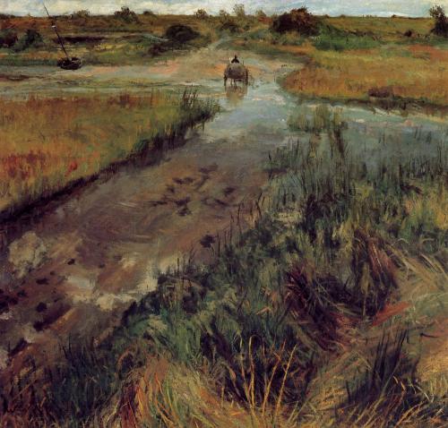 william-merritt-chase:Swollen Stream at Shinnecock, 1895, William Merritt ChaseMedium: oil,canvas