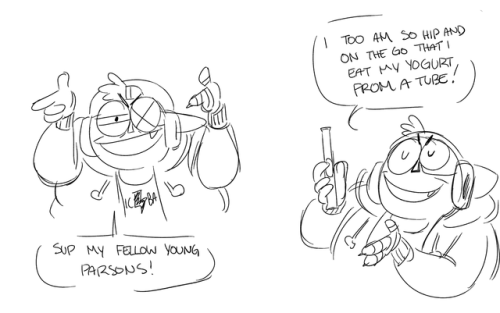 doodledrawsthings:in which coach boxdad attempts to connect with his teenage robot children 