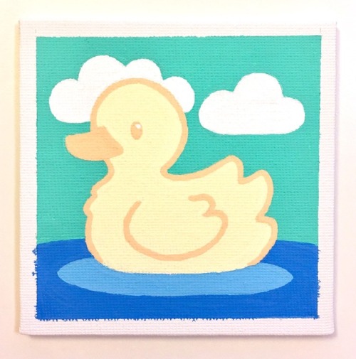 Day 6: duckie! Posca pens on canvas tile, my own prompts.