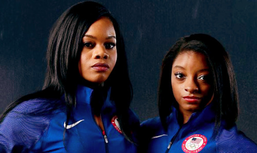 beydulgz:  jordynslefteyebrow:Gabby Douglas and Simone Biles at the Team USA Photoshoot Black Queens