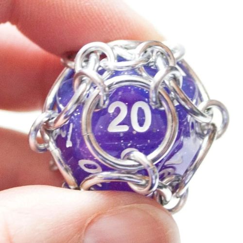 Excited to share the latest addition to my #etsy shop: Purple sparkle captive d20 dice necklace, DnD