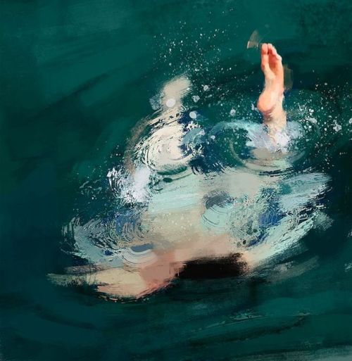 huariqueje:  Swimmer   -   Pedro CovoColombian,b.1988-50 x 50 cm.