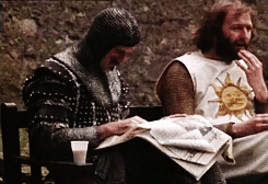 homicidal-barber:Boredom at the set of Monty Python And The Holy Grail