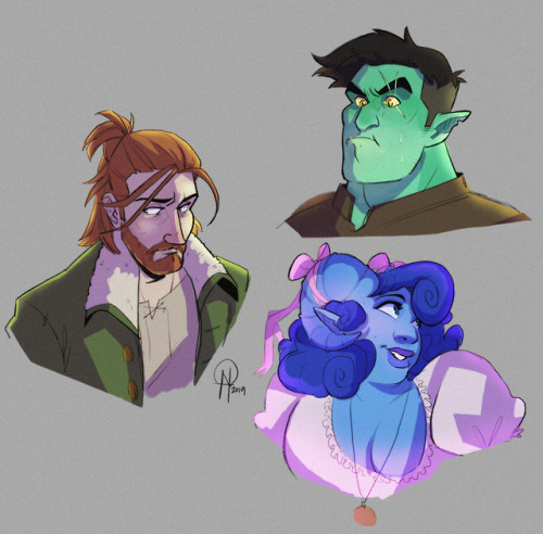 sevenredrobes: paragonraptors: CR doodles for today [ID: Image 1: On the left are bust drawings of F