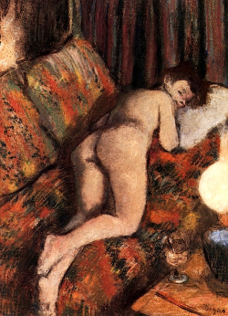 jonilover:  bofransson :  Female Nude Stretched Out on a Couch, Edgar Degas  1880-1885 