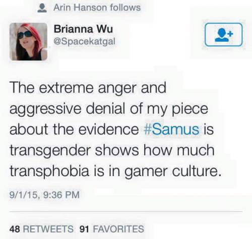 lotiastsade:  theragebear:  imminent-death-syndrome:  pfffthahahahaha fucking got caught you snake.  > “Gender norms are evil and only serve to oppress men and women.”> “This old Nintendo Power issue says Samus is 6′3″ and almost 200 lbs.