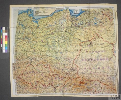 A map of Central Europe that was bought by an Air Ministry staffmember for 2s 6d (about five pounds 