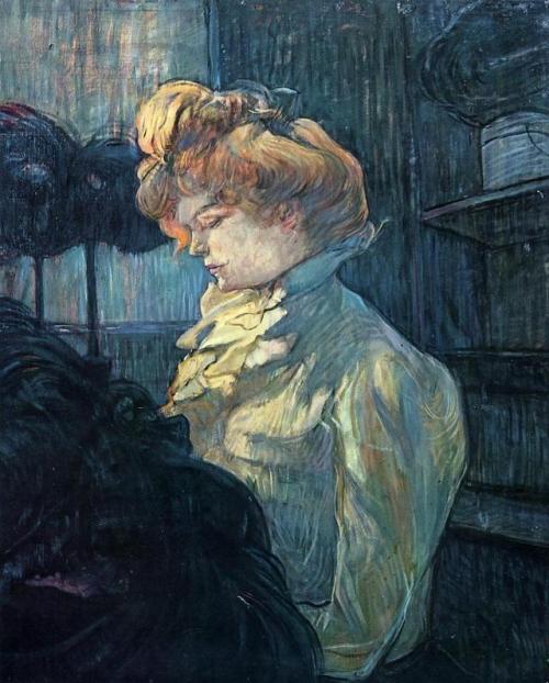 artist-lautrec: The Milliner, 1900, Henri de Toulouse-LautrecMedium: oil on cardboard