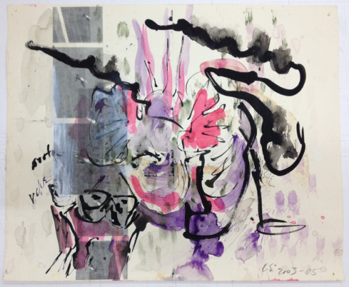 Carolee SchneemannTerminal Velocity, Pale Sky (D), 2003-2005Watercolor and crayon drawings with digi