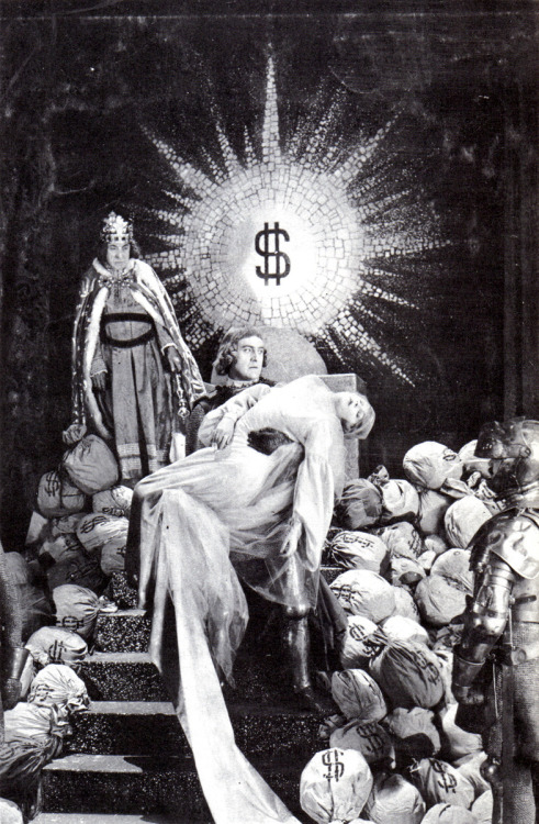 A symbolic scene depicting the sacrifice of Mae Murray on the Altar of Dollars in The Right to Love,