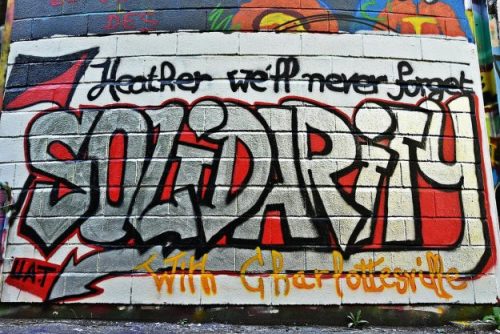 Solidarity mural for Heather Heyer, and Charlottesville antifas, from antifascists in Toulouse, Fran