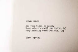 mrninetysix:  Yoko Ono, Blood Piece, 1960