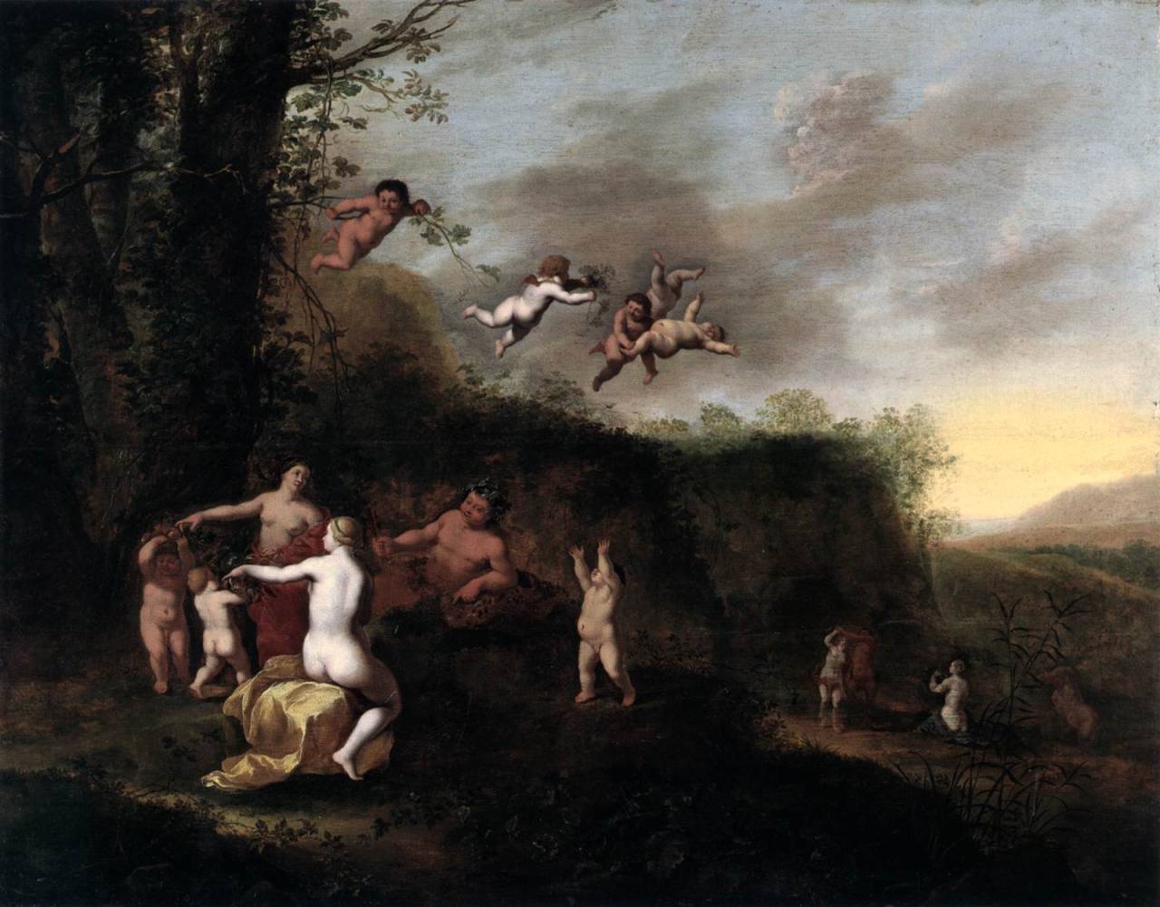 centuriespast:    CUYLENBORCH, Abraham vanBacchus and Nymphs in Landscapec. 1645Oil