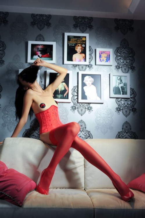 Asian girl Attractive red silk See more: www.longlegasian.com/longlegasian/asian-girl-attract