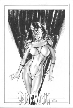 superheropinups:  Spider Woman by Michael Bair