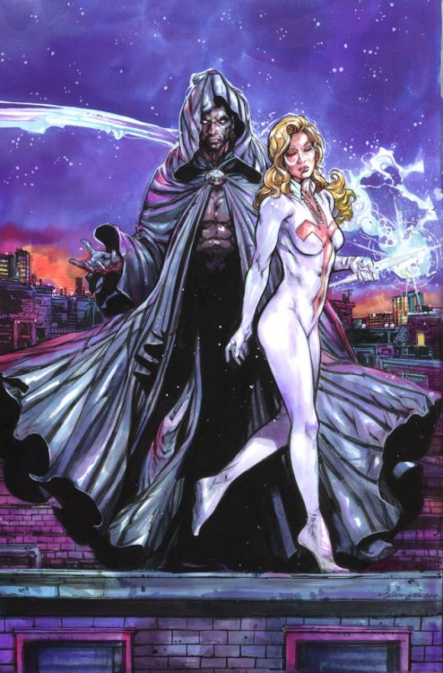 Cloak and Dagger color commission, Ink, watercolors, acrylic on paper. Art by me