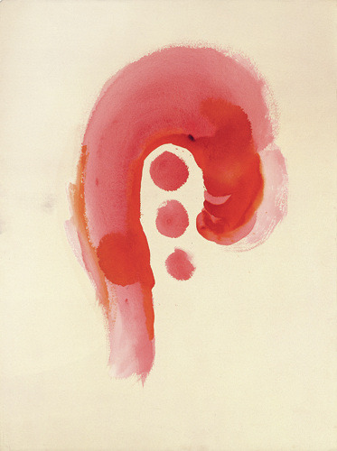Georgia O’Keeffe, Untitled (Abstraction Pink Curve and Circles), 1970s, Watercolor on paper, 3