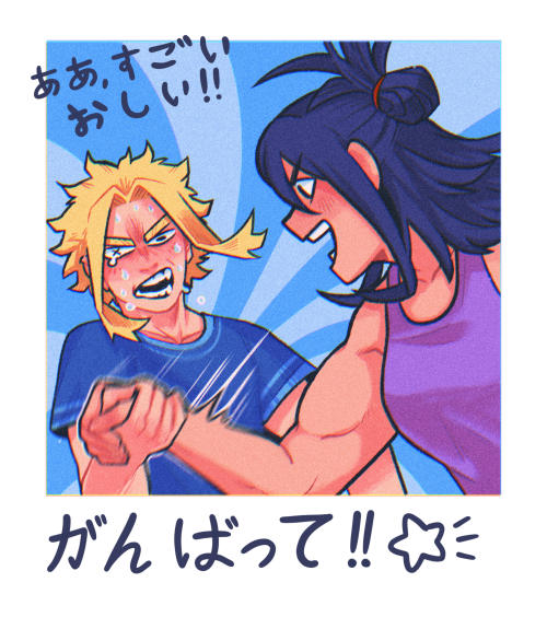  ehehehe print for springtime of youtharm wrestling competition where toshinori is trying his best b