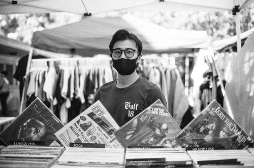 Caught Tsugu at his booth at the Los Feliz flea market, selling hip hop and city pop recordsLos Feli