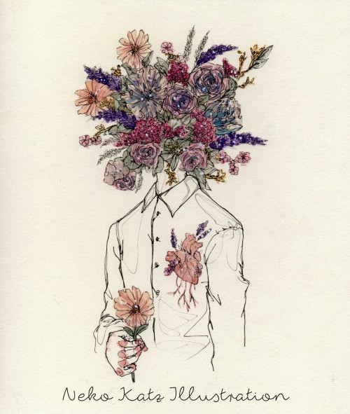 neko-katz-illustration:Flowers my love.Neko Katz - Artist On Tumblr