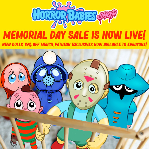 The Horror Babies Shop Memorial Day Sale is NOW LIVE!Get discounts on ALL Horror Babies merch today 