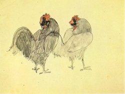 pablopicasso-art:  Two roosters  1905  Pablo