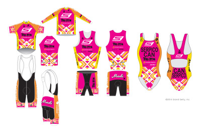 Canadian pro triathlete, Madi Serpico’s custom race kit by Betty Designs.