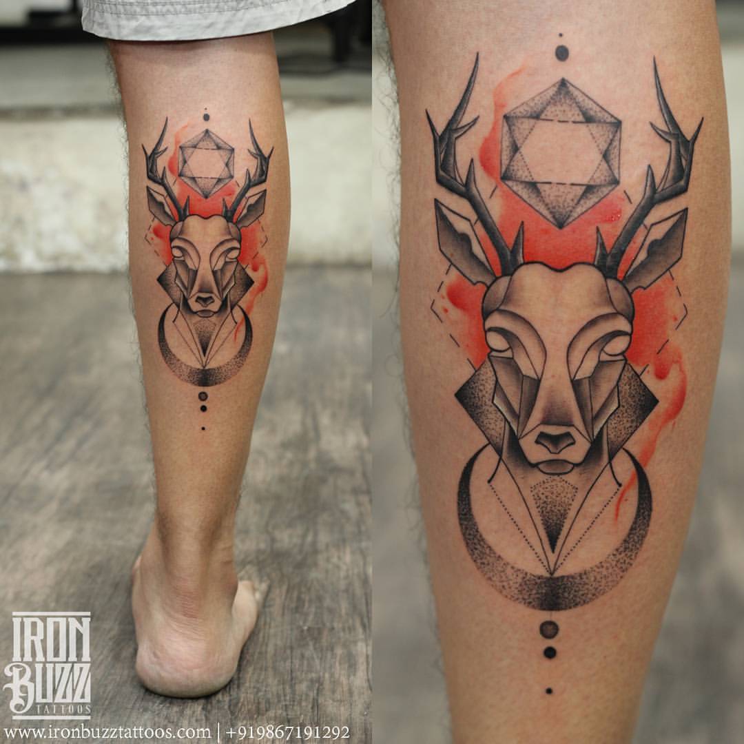 Deer antler tattoo detailed silhouette Royalty Free Vector