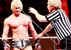 rwfan11:  Ziggler …well what did you expect Ziggler!? …You look hot as fuck and your zipper is down, OF COURSE the ref is going to pop a boner…who wouldn’t! …AND he’s touching you! His cock, now, has no where to go but UP!