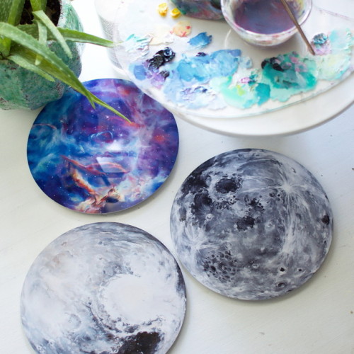 Round metal space prints, Trisha Thompson Adams