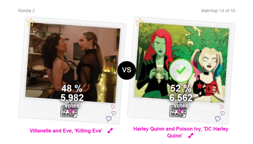 Harlivy is winning but the other couple is getting closer, so don’t stop voting. We have 1 day left.
