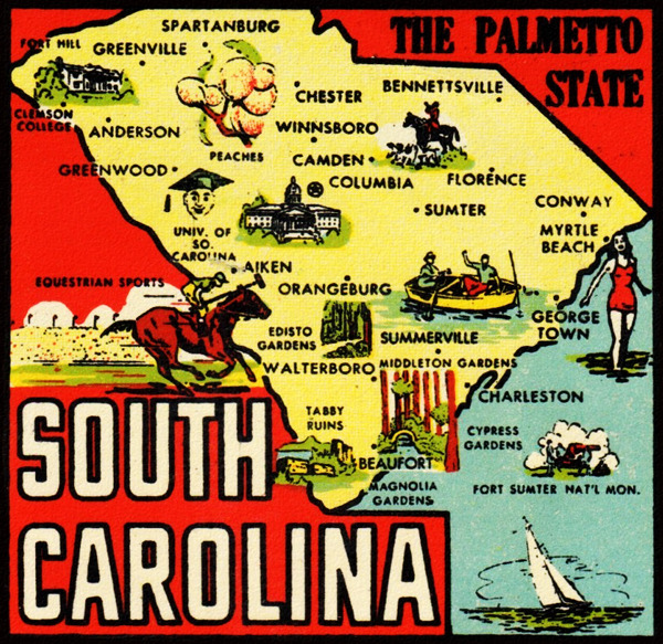 South Carolina The Palmetto State Personal Flag Stickers Sold By Saver