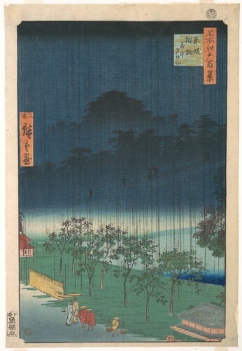 met-asian: Paulownia Trees at Akasaka in the Evening Rain, Utagawa Hiroshige II, 1859, Metropolitan 