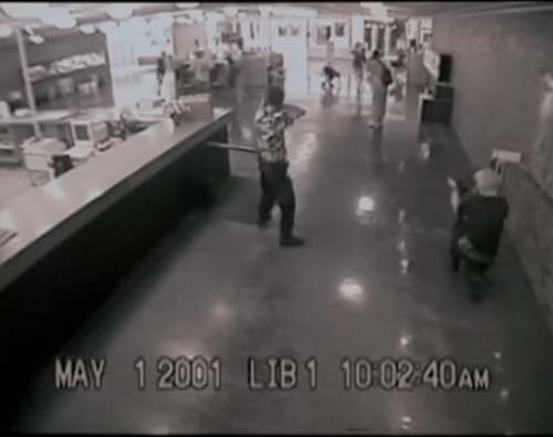 Cal Kneeling The Same Way He Would During The Shooting.