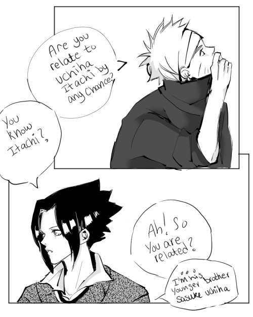 I’ve been wanting to draw this for a while! Highschool Au, Naruto is two years senior then Sasuke an