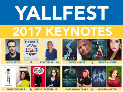 Behold our brilliant and dazzling #YALLFest 2017 Keynotes: Jason Segel & Kirsten Miller, Patrick