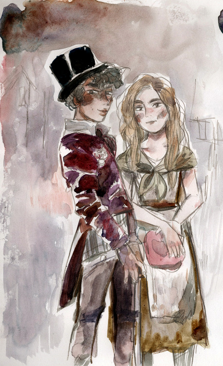 pilferingapples: zombiecowboy: les miserábles watercolor sketches from last month. montparnas