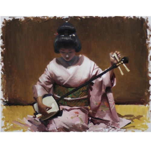 &ldquo;Shamisen&rdquo; - oil painting on canvas board Available at: philcouture.com
