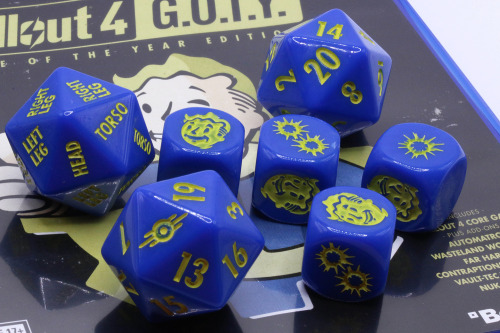  Fallout dice. Perfect for adventurers not afraid of Super Mutants, Radscorpions, Deathclaws, and su