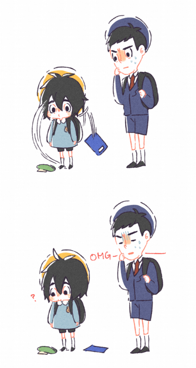 chikufanart:  babe Hiro and Tadashiwhen Hiro first time go to kindergarten XD