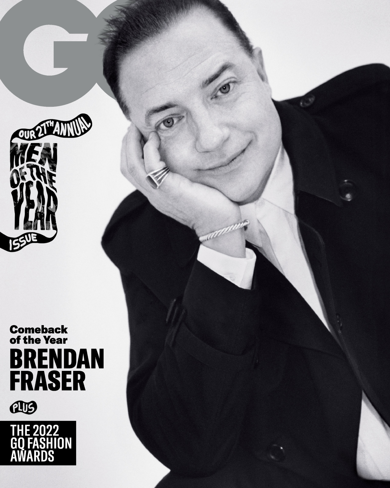 Brendan Fraser for the cover of GQ, the Men of the Year Issue. Photographed in NYC, October 2022.