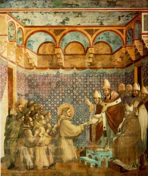 Confirmation of the Franciscan Rule, part of the History of Saint Francis series, by Giotto di Bondo