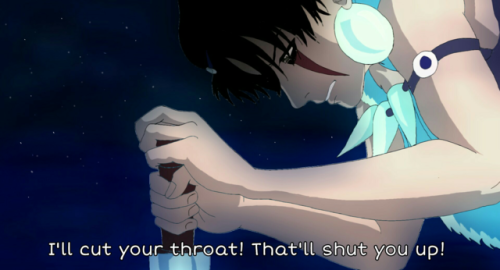 yavileto:“I’ll cut your throat! That’ll shut you up!”“You’re beautiful…”(I hope someone already didn