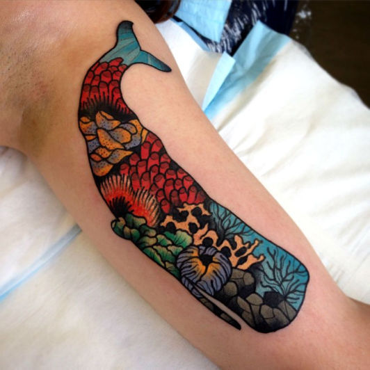 Awesome Tattoo Ideas — Whale with Corals Tat @ -...