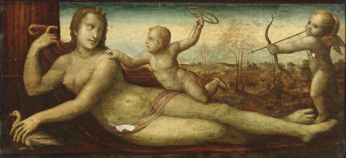 Bartolomeo NeroniReclining Venus with two Amorini