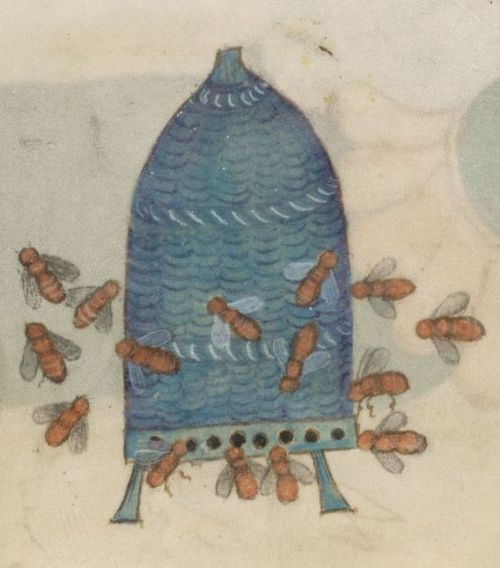 eadfrith: mmmmmmmmm Honey!! Medieval Bee Hive from The Luttrell Psalter - folio 204v Manuscript made