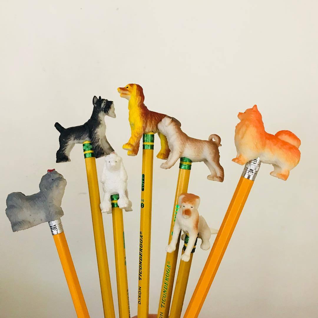 Vintage Dog In House Pencil Dog Lovers Gift 1980's Flocked Pencil