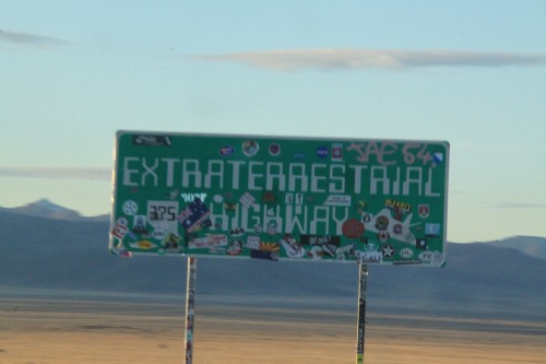 Driving down the Extraterrestrial Highway through Nevada.